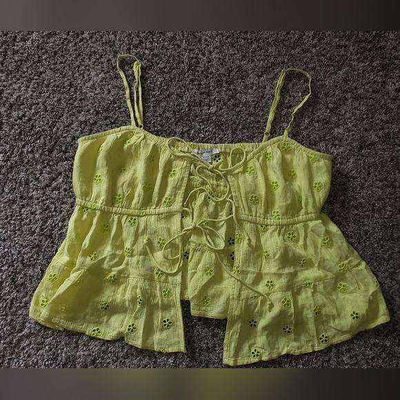 American Eagle Outfitters| Eyelet Tie Front Floral Camisole - Picture 2 of 7